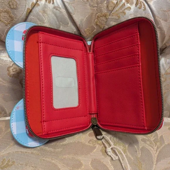 Disney Minnie Cherry Blue Gingham Loungefly Wallet - Picture 3 of 4